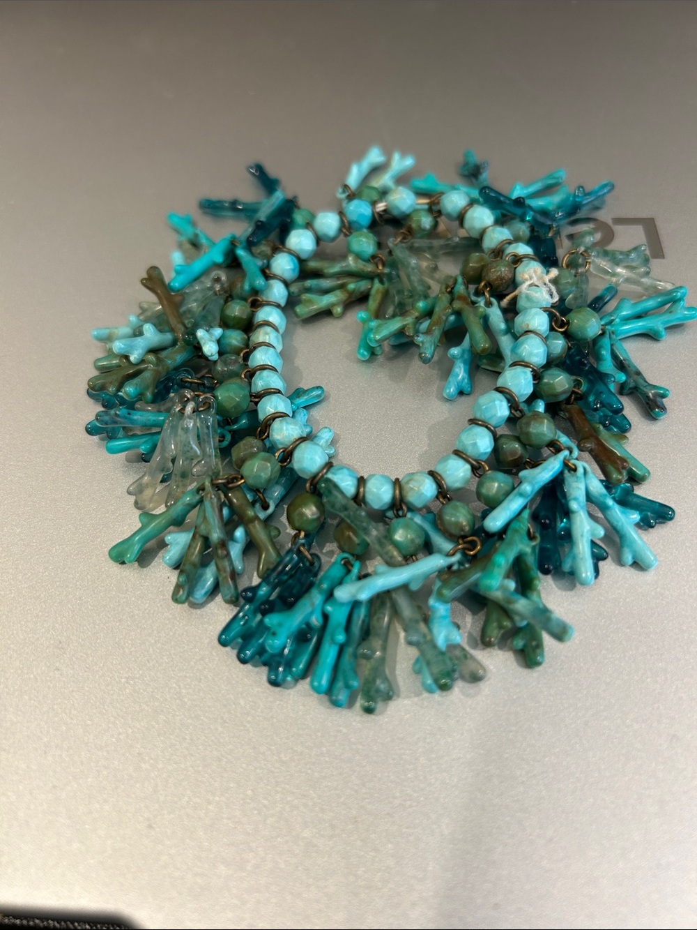 Turquoise Beaded Fringe Bracelet - Women Jewelry. Fits 7 inches wrist.